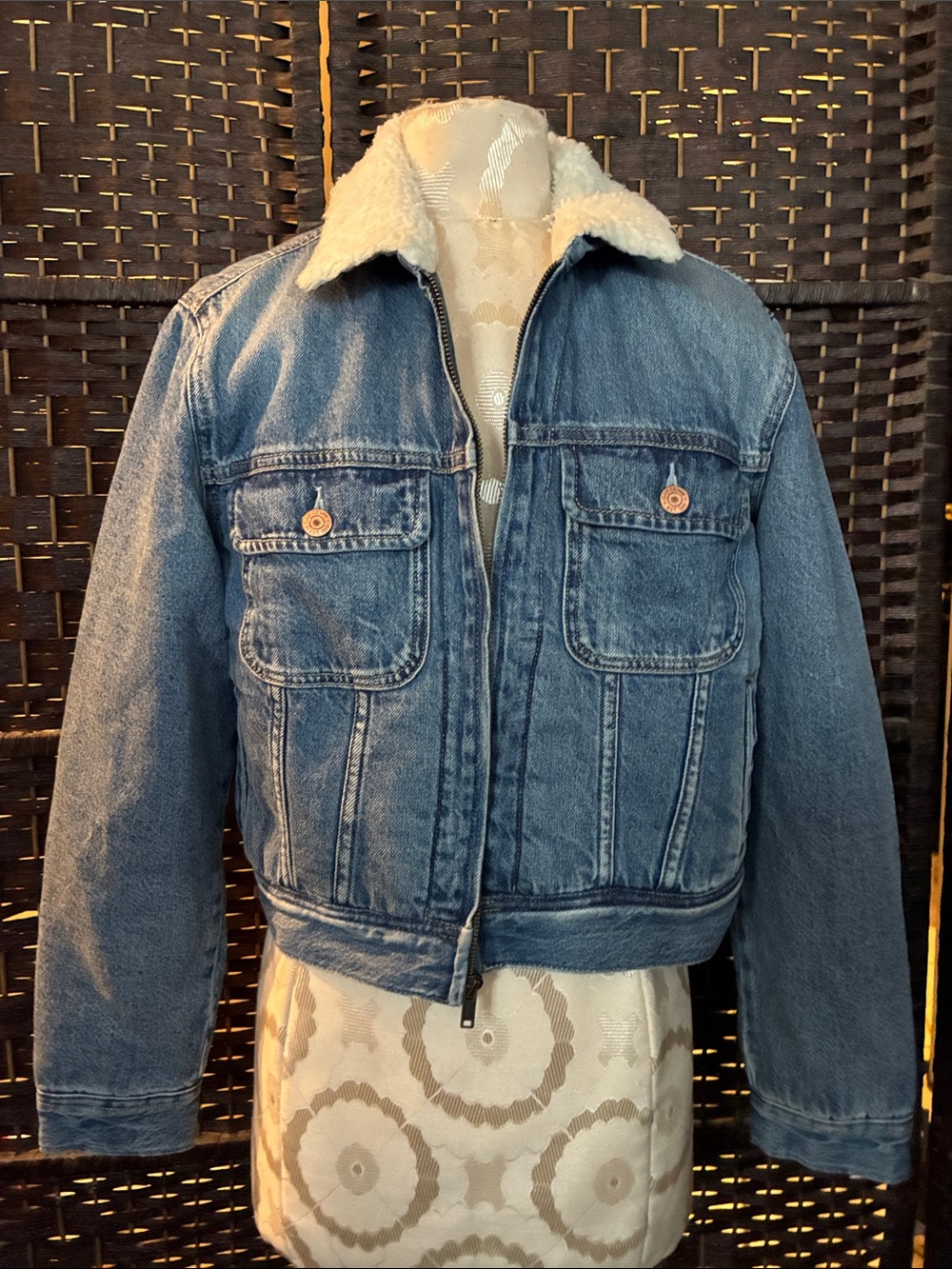 GAP Blue Denim Sherpa-Lined Jean Jacket